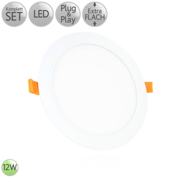 LED Einbau Panel Extra-flach Rund in Weiß 12W 230V Warmweiß | Neutralweiß | Kaltweiß HO