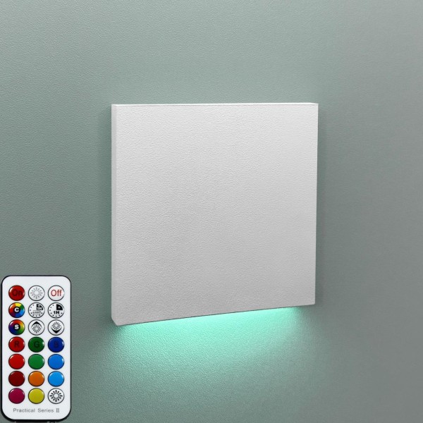 Treppenbeleuchtung Eckig in Weiß Down inkl. 3W LED RGB Farbwechsel flach HO