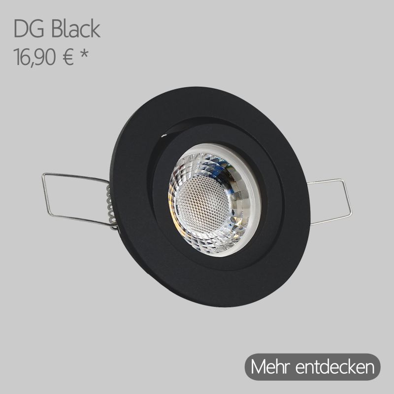 LED Druckguss Einbaustrahler Extra flach Rund in Schwarz