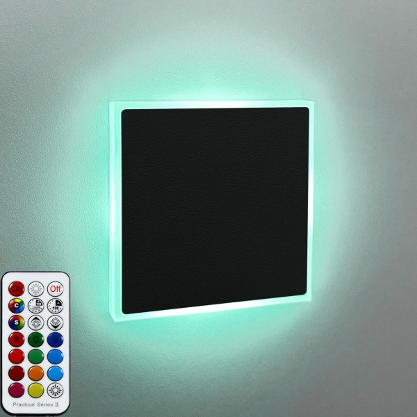 Treppenbeleuchtung Eckig Schwarz Randbeleuchtung 3W LED RGB Farbwechsel flach HO