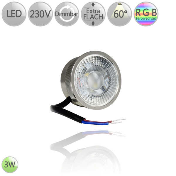 LED Leuchtmittel Alu flach Modul GU10 MR16 Ersatz RGB 3 Watt dimmbar Warmweiß Kaltweiß HO