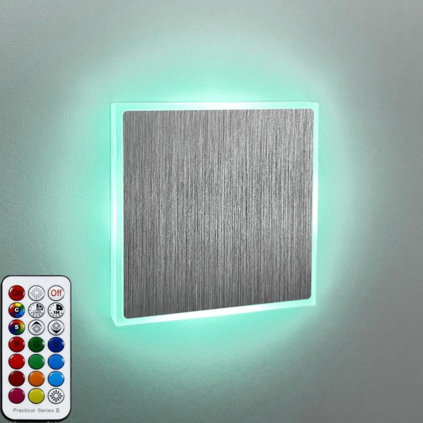 Treppenbeleuchtung Eckig Alu-gebürstet Randbeleuchtung 3W LED RGB Farbwechsel flach HO
