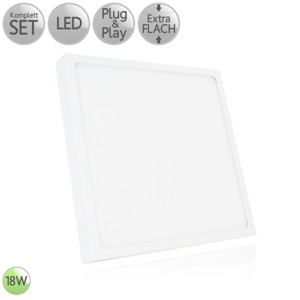 LED Aufbau Panel Extra-flach Eckig in Weiß 18W 230V Warmweiß 3000K Neutralweiß 4000K HO