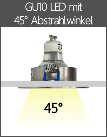 LED BAD Einbaustrahler IP44 GU10 mit Linse 45° Abstrahlwinkel