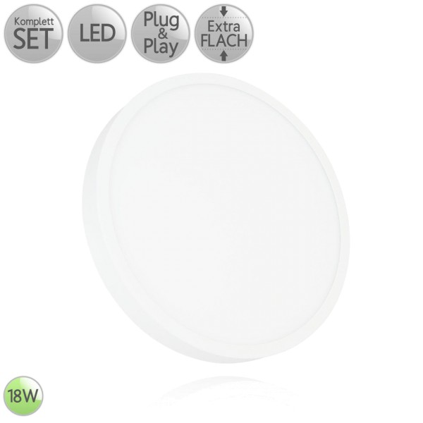 LED Aufbau Panel Extra-flach Rund in Weiß 18W 230V Warmweiß 3000K Neutralweiß 4000K HO